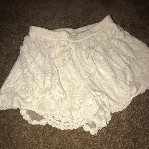 White lace shorts
